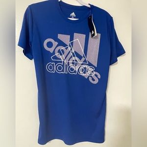 Brand New Adidas Blue T Shirt Boys Size L 14/16